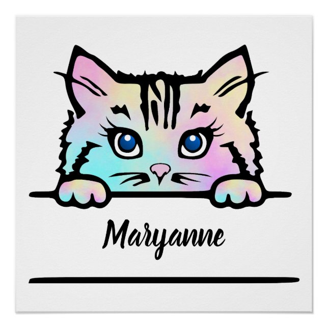 Pôster Gatinho Tie Dye (Frente)