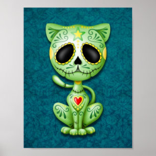 Pôster Gatinho verde do açúcar do zombi