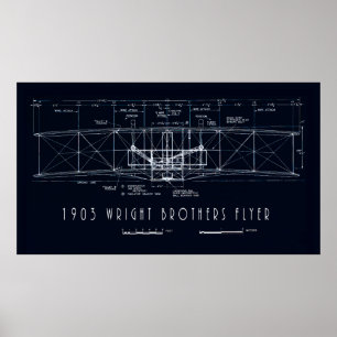 Poster Gatinho WRIGHT BROS HAWK FLYER BLUEPRINT