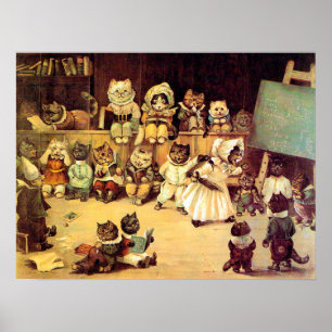 Pôster Gatinhos da escola de um gato, Louis Wain