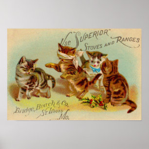Poster Gatinhos de cartão vitorianos que brincam