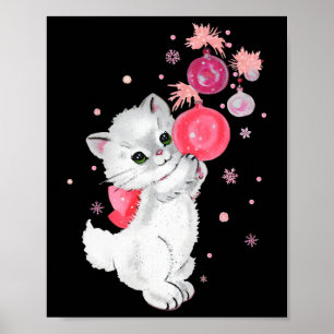Poster Gatinhos De Gato Retro Jogam Com Orname De Natal R