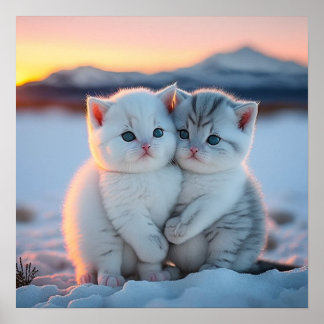 Poster Gatinhos de neve