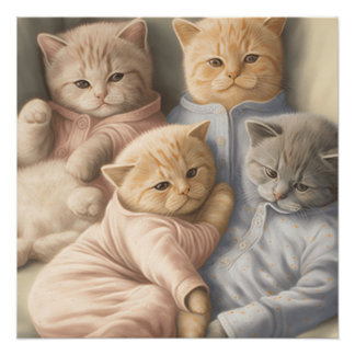 Pôster Gatinhos de pijama poster