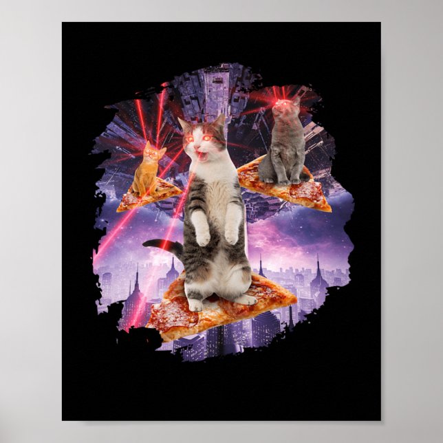 Poster Gatinhos de pizza de gatos laser (Frente)