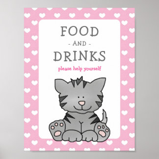 Poster Gatinhos e Chás de fraldas de Comida e Bebidas