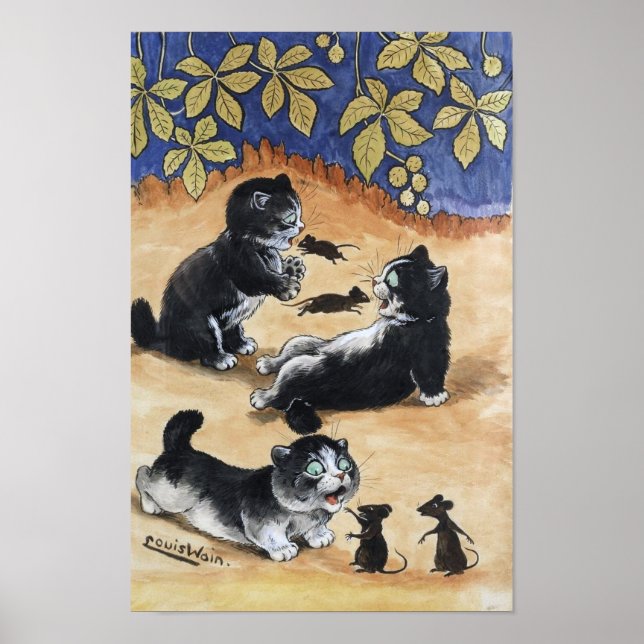 Poster Gatinhos e Ratos, Louis Wain (Frente)