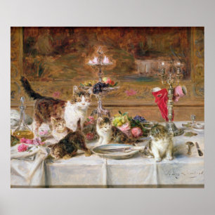 Pôster Gatinhos em um banquete, século XIX