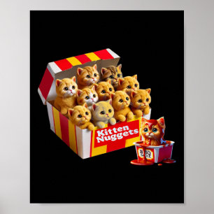 Poster Gatinhos Nuggets Gato Lover Gift Comida Pun Galinh