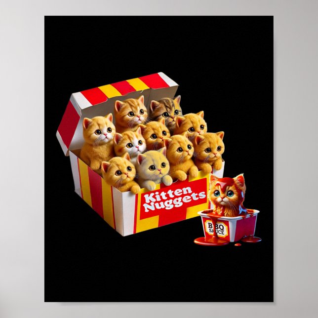 Poster Gatinhos Nuggets Gato Lover Gift Comida Pun Galinh (Frente)