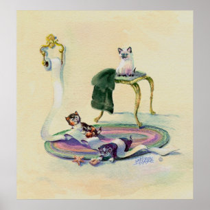 Pôster GATINHOS & PAPEL HIGIÉNICO por SHARON SHARPE