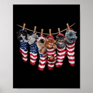 Poster Gatinhos Patrióticos Em Meias Da Bandeira American