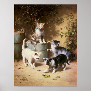 Pôster Gatinhos que jogam com besouros, Carl Reichert