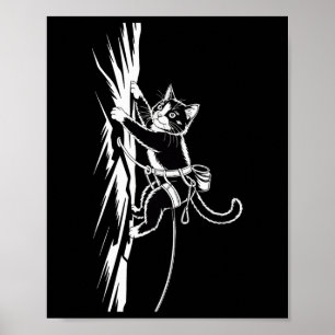 Poster Gato Amante de Escalada de Rocha Divertida Aventur