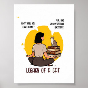 Poster Gato Amante de Livros Humor Intelectual Citação Ar