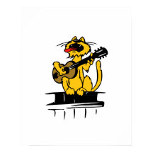 gato amarelo tocando violão e cantando