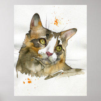 Poster Gato Aquarela