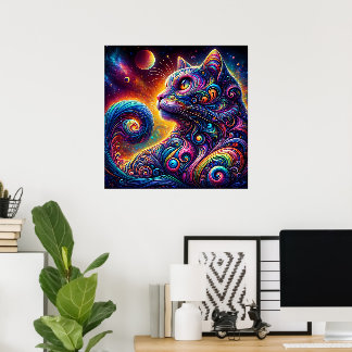 Poster Gato Arco-Íris de Galáxia Espiral