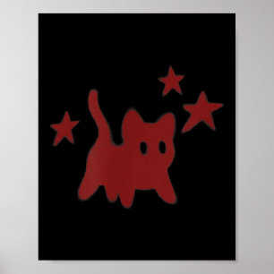 Poster Gato Assustador dos Anos 90 Y2K Tomcat Está Assust
