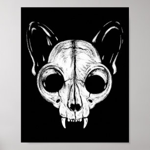 Poster Gato Assustador Gato Pele Felina Esqueleto Hallowe