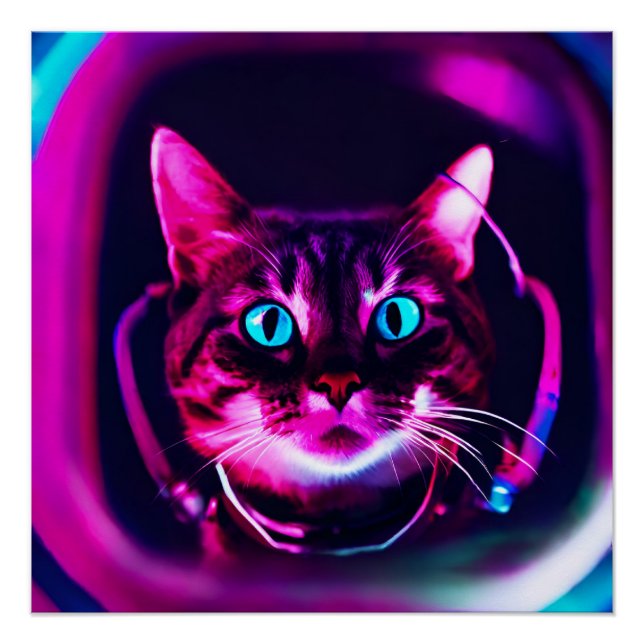 Pôster gato astronauta (Frente)