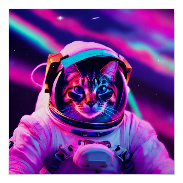 Pôster gato astronauta (Frente)