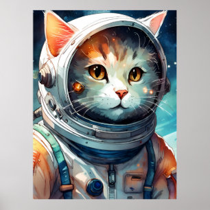 Poster Gato Astronauta Adorável