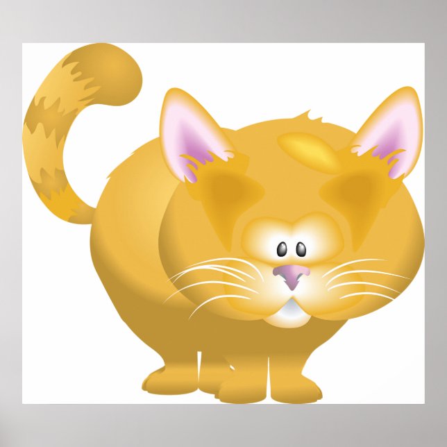 Poster Gato Atarracado Laranja Redondo e Fofo (Frente)