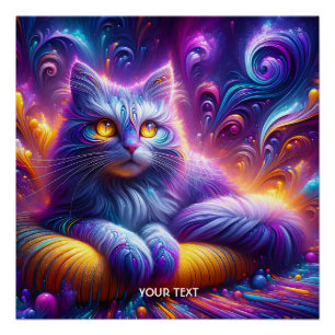 Pôster Gato Azul e Bonito de Fantasia