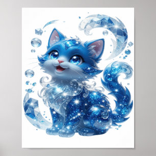 Poster Gato Azul Esbelto GATO AZUL COM DIAMANTES E ESTREL