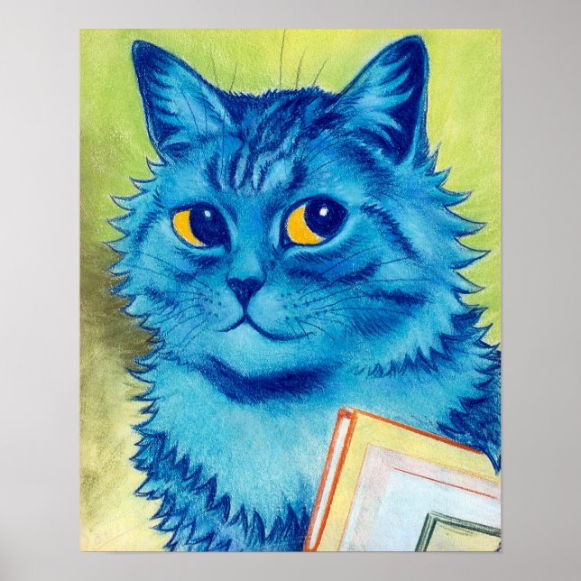 Poster Gato Azul, Louis Wain (Frente)