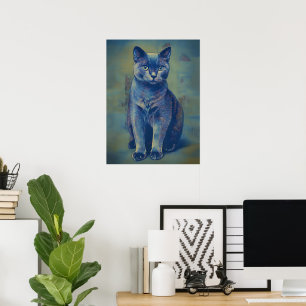 Poster Gato Azul Russo Místico