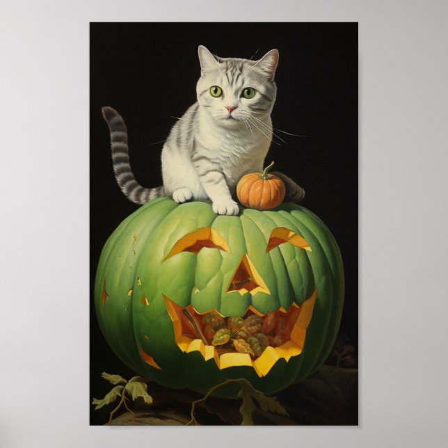 Poster Gato Bonito de Halloween (Frente)