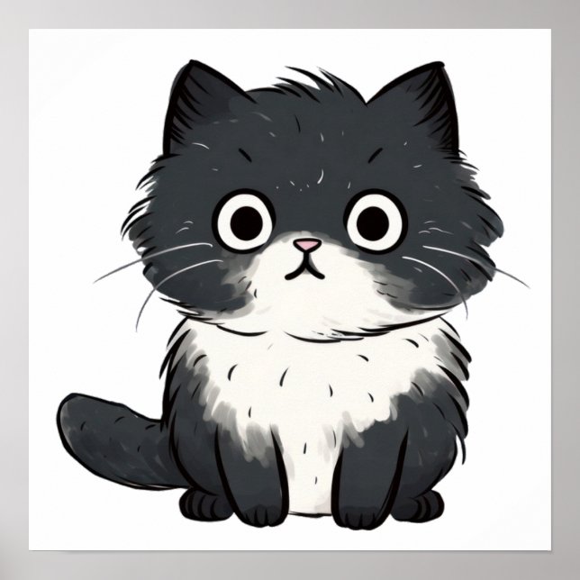Poster Gato bonito desenhando pequeno (Frente)