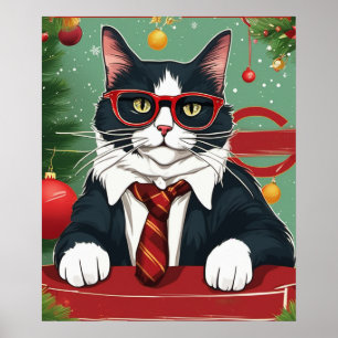 Poster Gato Bonito num Natal Engraçado