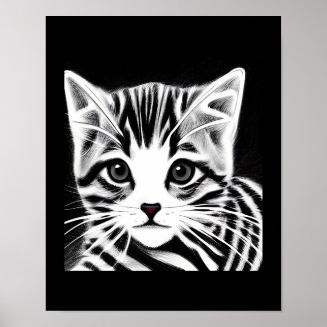 Poster Gato bonito, preto listrado (Frente)