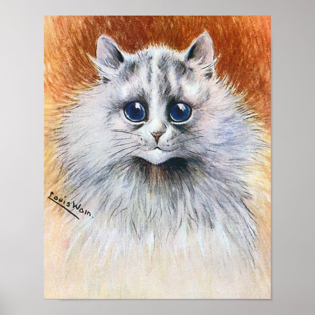Poster Gato Branco de Cabelos longos, Louis Wain (Frente)