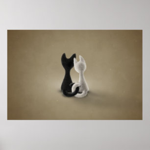 Pôster Gato branco do gato preto (cor 3)