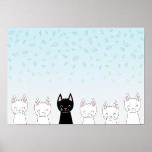 Poster Gato branco e gato preto