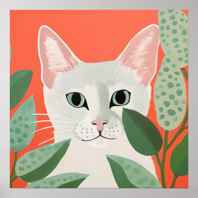 Poster Gato Branco Fofo (Frente)