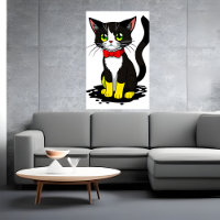 Gato branco preto, bonito e adorável | Arte AI