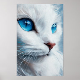 Poster Gato branco vertical com olhos azuis