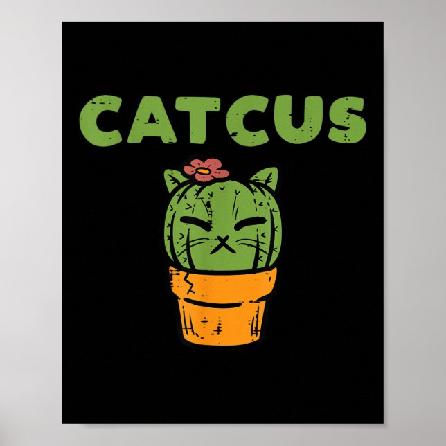 Poster Gato Cacto Coisinha Fofa Planta de Suculentas Gati (Frente)