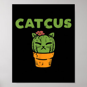 Poster Gato Cactus Cute Succulto Plantas Gatinhas Meninas