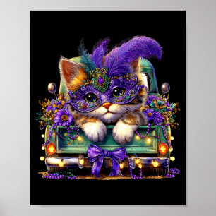 Poster Gato Caminhão Mardi Gras Nola Fofo Meninos Meninas