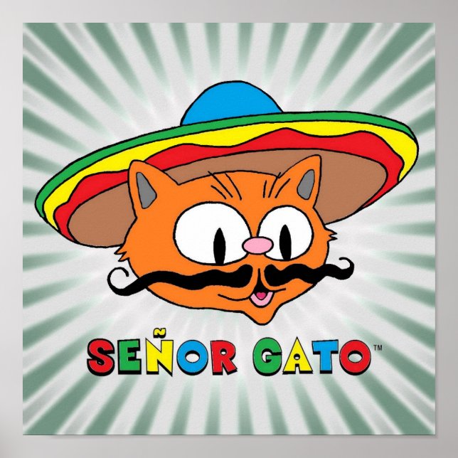 Poster Gato Cartoon Mustache (Frente)