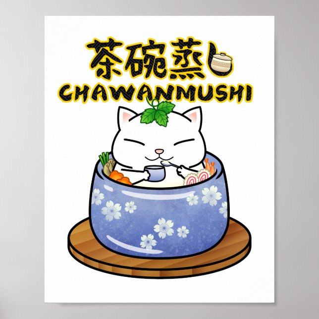 Poster Gato Chawancogi, Comida japonesa (Frente)