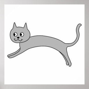 Poster Gato cinzento de salto