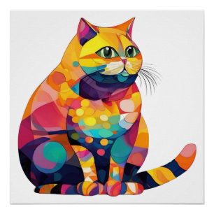 Pôster Gato Colorido