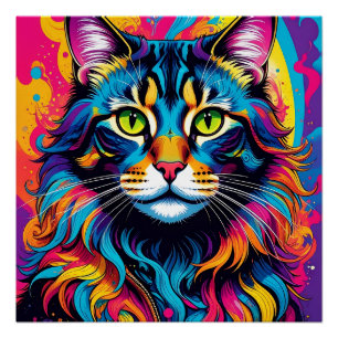 Pôster Gato colorido